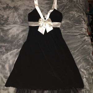 Black dress with white straps and bow (new)